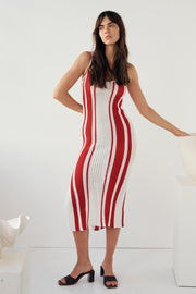 Naya Midi Dress - Red Stripes