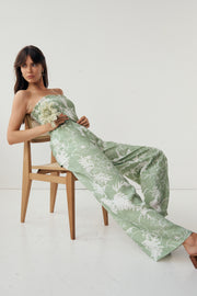 Luz Smoked Jumpsuit - Green Garden