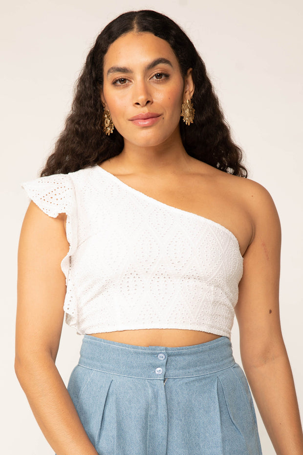 Vale One Shoulder Crop Top