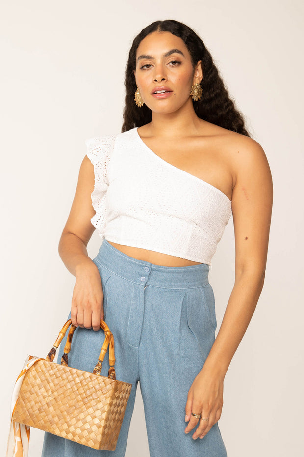 Vale One Shoulder Crop Top