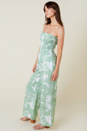 Luz Smoked Jumpsuit - Green Garden