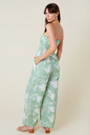 Luz Smoked Jumpsuit - Green Garden