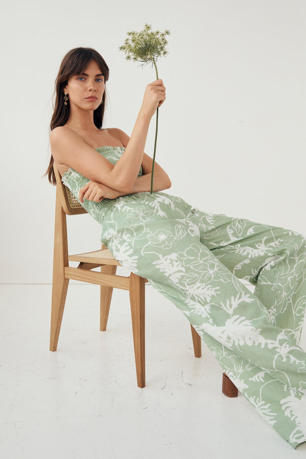 Luz Smoked Jumpsuit - Green Garden