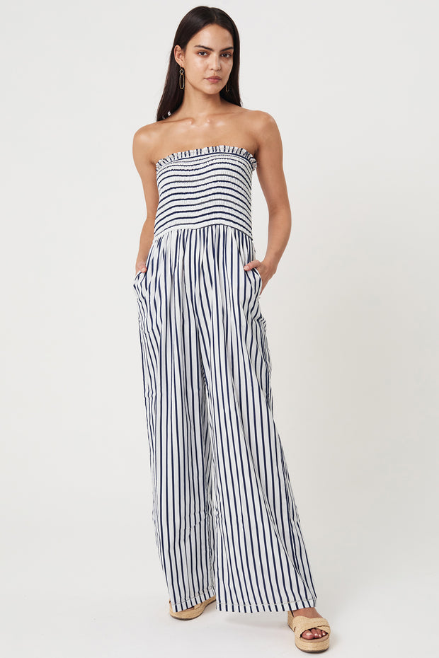 Luz Smoked Jumpsuit - Oceanic Stripe