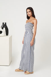 Luz Smoked Jumpsuit - Oceanic Stripe