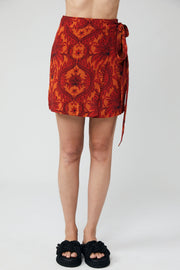 Sophia Mini Wrap Skirt - Damask Floral