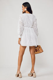 June - Balloon Sleeve Mini Dress - Broderie Anglaise