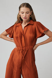 Emily Pleated Jumpsuit - Cinnamon