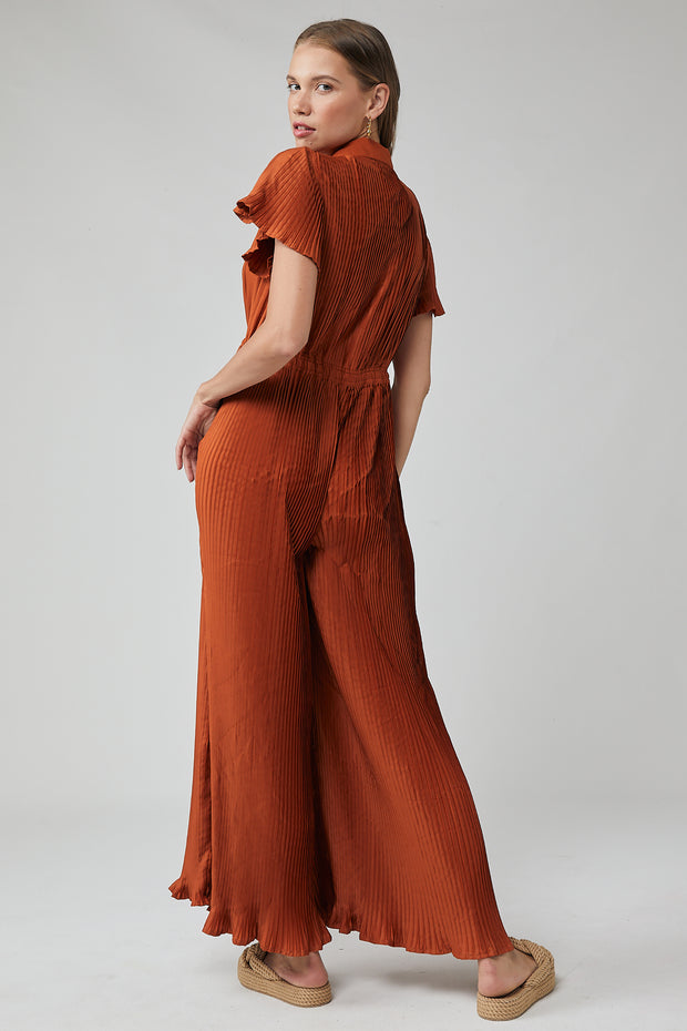 Emily Pleated Jumpsuit - Cinnamon