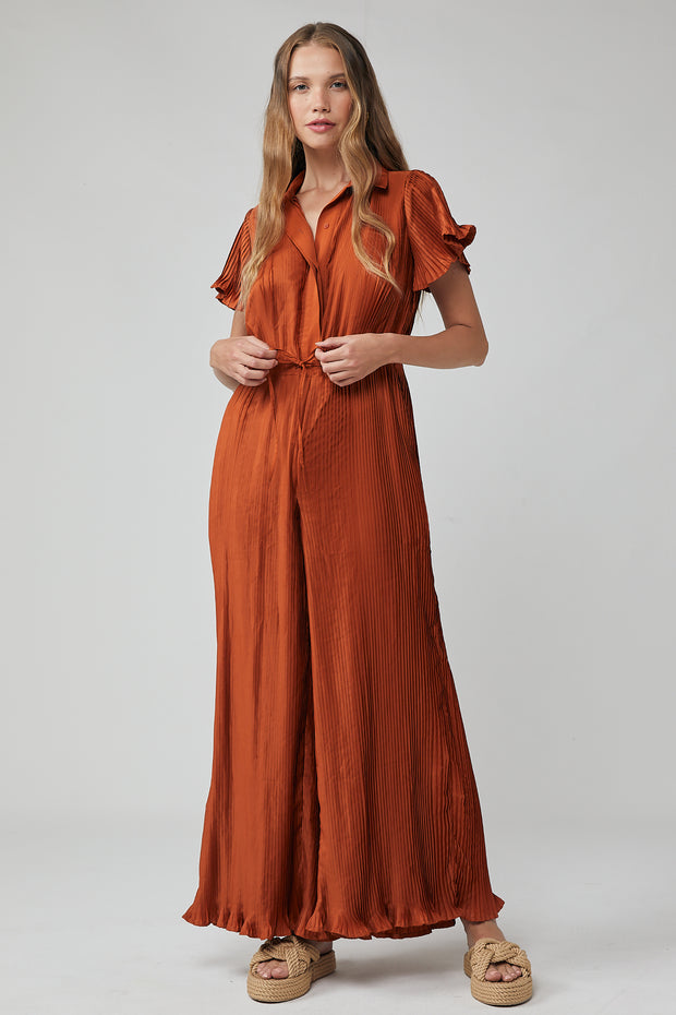 Emily Pleated Jumpsuit - Cinnamon