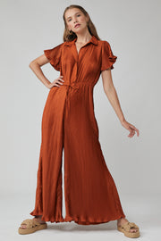 Emily Pleated Jumpsuit - Cinnamon