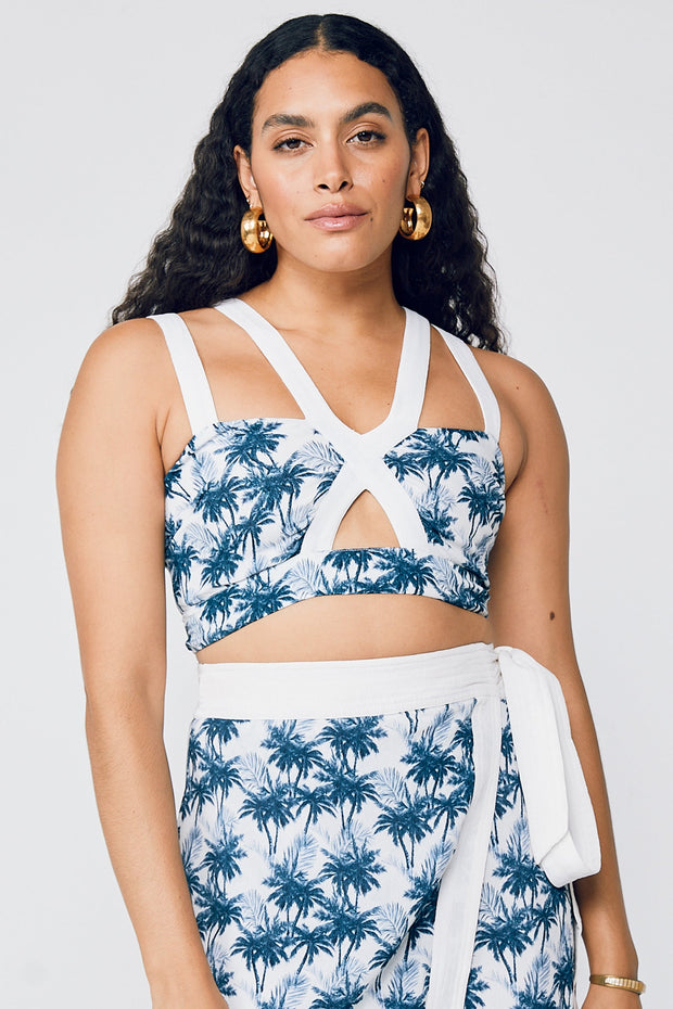 Lauren Crop Cross Strap Top - Palm Beach