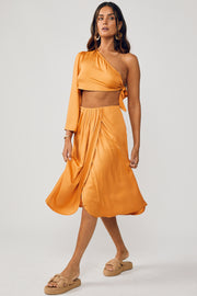 Melody - Front Draped Wrapped Skirt - Sundial Silk