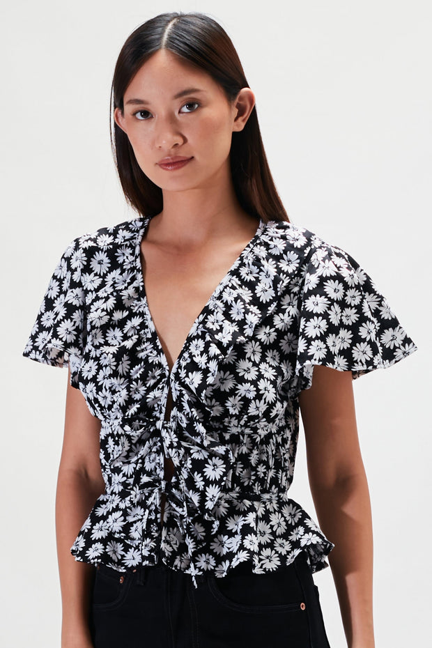 Grace Top - Black Dahlia Floral