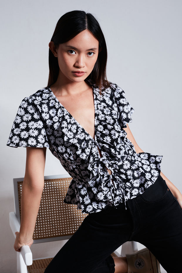 Grace Top - Black Dahlia Floral