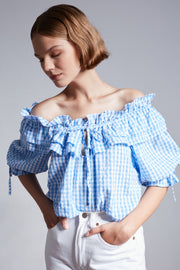 Piper Blouse - Light Blue Check