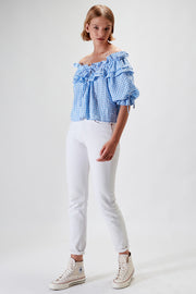 Piper Blouse - Light Blue Check