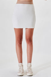 Mira Mini Knit Skirt - White Latte