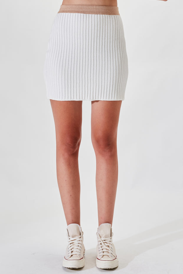 Mira Mini Knit Skirt - White Latte