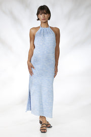 Selene Knit Dress - Sky Blue White