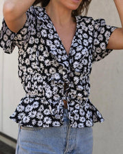 Grace Top - Black Dahlia Floral